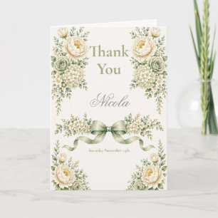Cartão De Agradecimento Sage Verde Marfim Sweet Sixteen