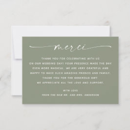 Cartão De Agradecimento Sage Verde Merci | Foto de Casamento de Jardim Mod
