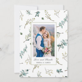 Cartão De Agradecimento Sage Watercolor Eucalipto Padrão Foto Casamento
