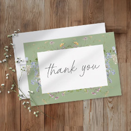 Cartão De Agradecimento Sage Wildflower Garden Elegant Wedding