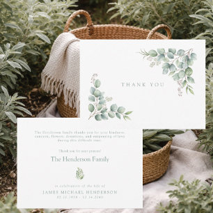 Cartão De Agradecimento SageSimple Greenery Funeral Personalizado Obrigado