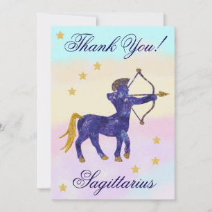 Cartão De Agradecimento Sagitário de Aniversário Pintado à Mão Obrigado