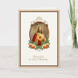 Cartão De Agradecimento Sagrado Coração de Jesus Condolência Católica