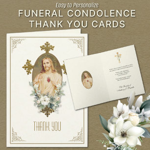 Cartão De Agradecimento Sagrado Coração Jesus Condolência Funeral Obrigado