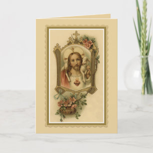 Cartão De Agradecimento Sagrado Coração Jesus Cordeiro Condolências Obriga
