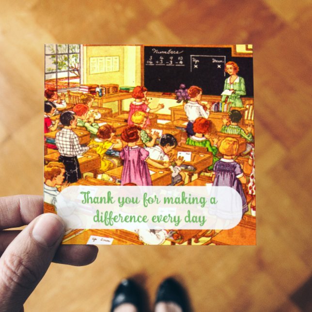 Cartão De Agradecimento Sala de aula da Vintage da década de 1940 Obrigado (Criador carregado)