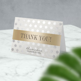 Cartão De Agradecimento Salon Spa Dourado e Silver Dots Negócios Obrigado