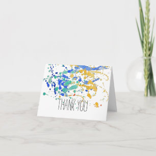 Cartão De Agradecimento Salpicos de Tinta Aquarela Obrigado