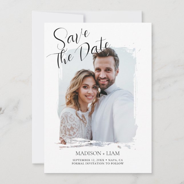 Cartão De Agradecimento Salvar a Data de Casamento com Foto Moderna (Frente)
