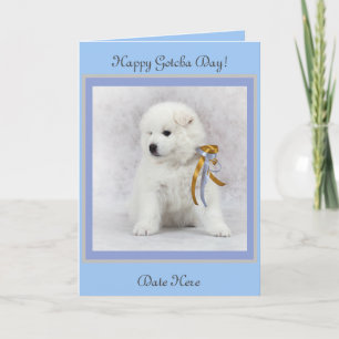 Cartão De Agradecimento Samoyed Puppy & Ribbons Card Customize Text & Date
