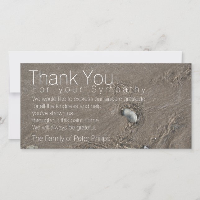 Cartão De Agradecimento Sand 2 Modern Sympathy Obrigado VFC (Frente)