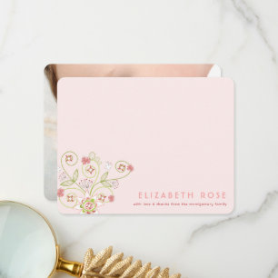 Cartão De Agradecimento Sangue Floral Rosa Quimado Nova Menina