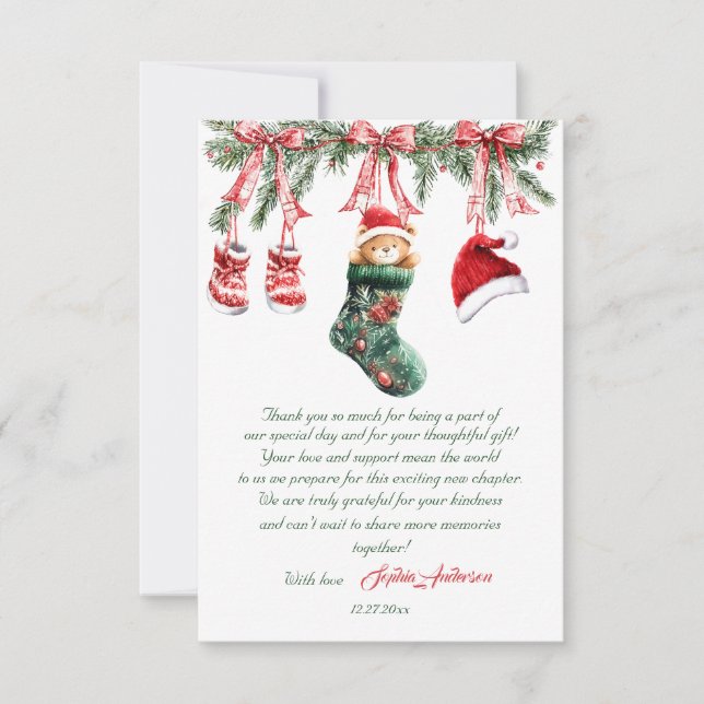 Cartão De Agradecimento Santa Baby Christmas Baby Shower (Frente)