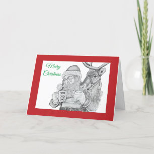 Cartão De Agradecimento Santa Claus e Reindeer