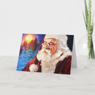 Cartão De Agradecimento Santa in the Moonlight Christmas Card