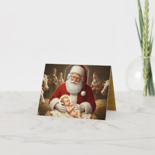 Cartão De Agradecimento Santa & Menino Jesus com os Reis Magos