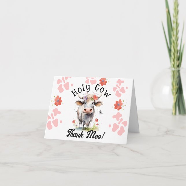 Cartão De Agradecimento Santa Vaca Obrigado Aniversário (Frente)