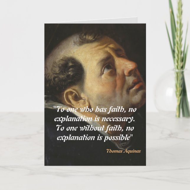 Cartão De Agradecimento Santo Thomas Aquinas Cita Fé (Frente)