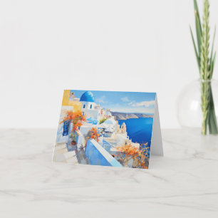 Cartão de agradecimento Santorini Grécia Arte Medi