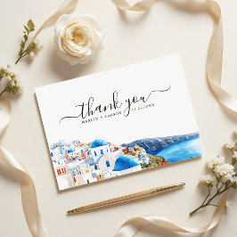 Cartão De Agradecimento Santorini Island Watercolor Destination Wedding