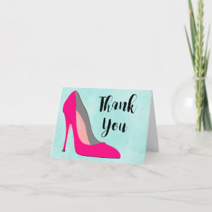 Cartão De Agradecimento Sapato Stiletto Rosa Quente Chic Obrigado