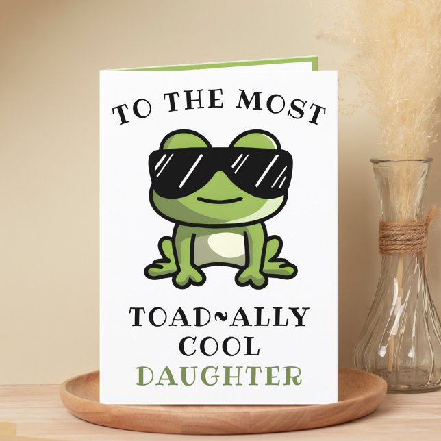 Cartão De Agradecimento Sapo Engraçado Fez Filha Legal Parabéns (Funny Green Frog Toad Cool Daughter Happy Birthday Thank You Card)