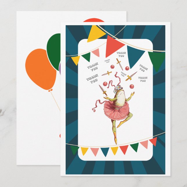 Cartão De Agradecimento Sapo malabarista (Frente/Verso)