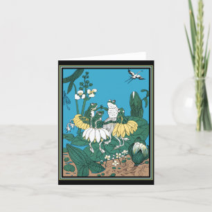 Cartão De Agradecimento Sapos dançando em um Lilypad