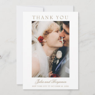 Cartão De Agradecimento Sarah Simple Gold Script 2 Foto Casamento