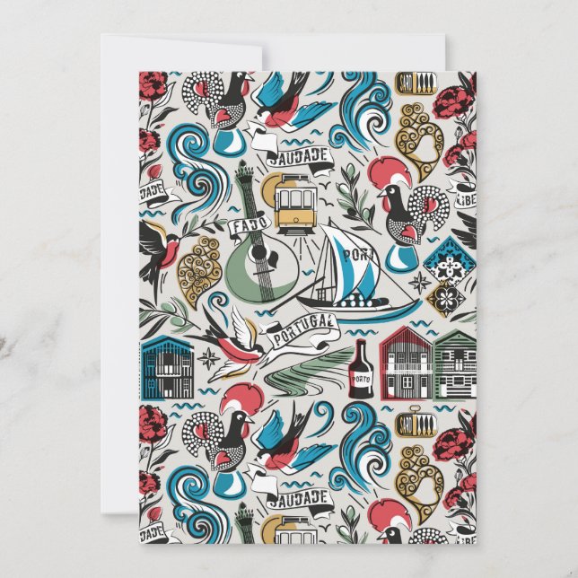 Cartão De Agradecimento Saudade // motivos populares de Portugal (Frente)