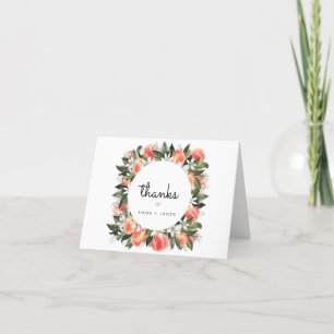 Cartão De Agradecimento Savannah - Aquarela Pêssego Botânico Floral Branco