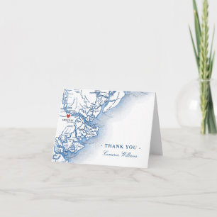 Cartão De Agradecimento Savannah Georgia Map Marinho Blue Personalizado