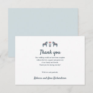 Cartão De Agradecimento Scandinavian Folk Art Dala Horse Wedse obrigado vo