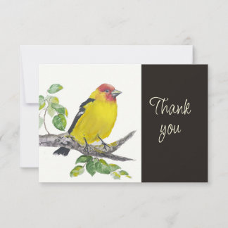Cartão De Agradecimento Scarlet Tanager Bird Nature WatercolorThank you