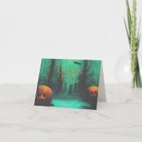 Scary Graveyard e Pumpkins Halloween entalhado