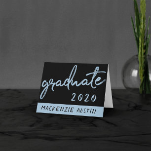 Cartão De Agradecimento Script Azul Claro formando   Robin Pincel-Ovo