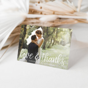 Cartão De Agradecimento Script Chic   Foto de Casamento de Obrigados e Amo
