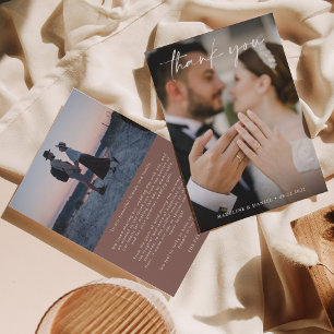 Cartão De Agradecimento Script Classic Dusty Rosa com Casamento Fotográfic