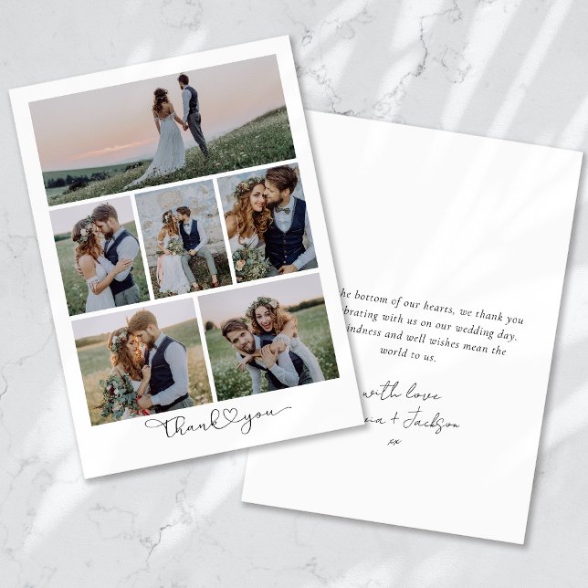 Cartão De Agradecimento Script com Casamento com Foto Múltipla Coração (Criador carregado)