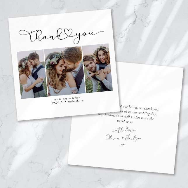 Cartão De Agradecimento Script com Casamento com Foto Múltipla Coração (Criador carregado)