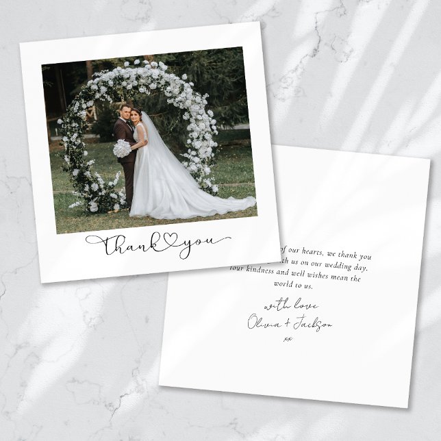 Cartão De Agradecimento Script com Casamento com Foto Múltipla Coração (Criador carregado)