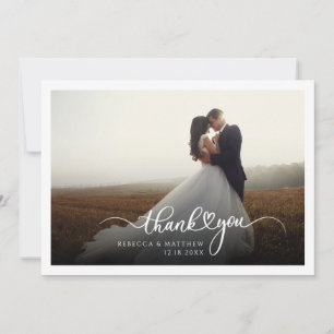 Cartão De Agradecimento Script com Letra de Mão de Foto de Casamento