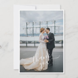 Cartão De Agradecimento Script com Letra Mão Adiciona Seu Casamento Fotogr