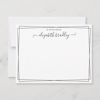 Cartão De Agradecimento Script De Assinatura Girly Monograma Da Mesa Do