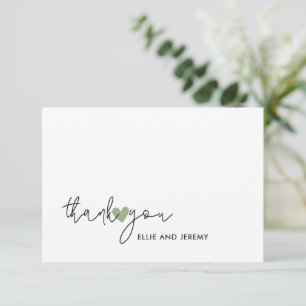 Cartão De Agradecimento Script de Caligrafia Moderna Casamento Coração Ver