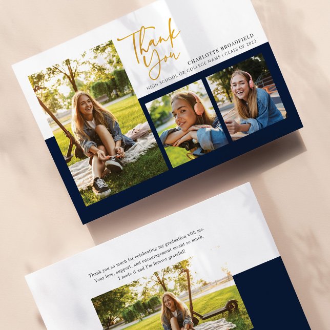 Cartão De Agradecimento Script de Colagem de Fotos para Graduação 2025 (Criador carregado)