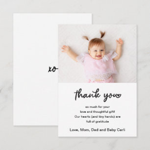Cartão De Agradecimento Script de Foto de Bebê Fofo Obrigado