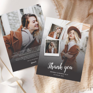 Cartão De Agradecimento Script de Foto para Graduação Moderna 2025