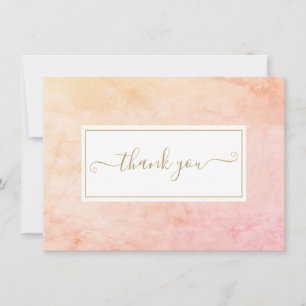 Cartão De Agradecimento Script de Mármore Dourado Aquarela Simples