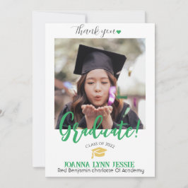 Cartão De Agradecimento Script de Obrigados de Boné ouro para gradação ele